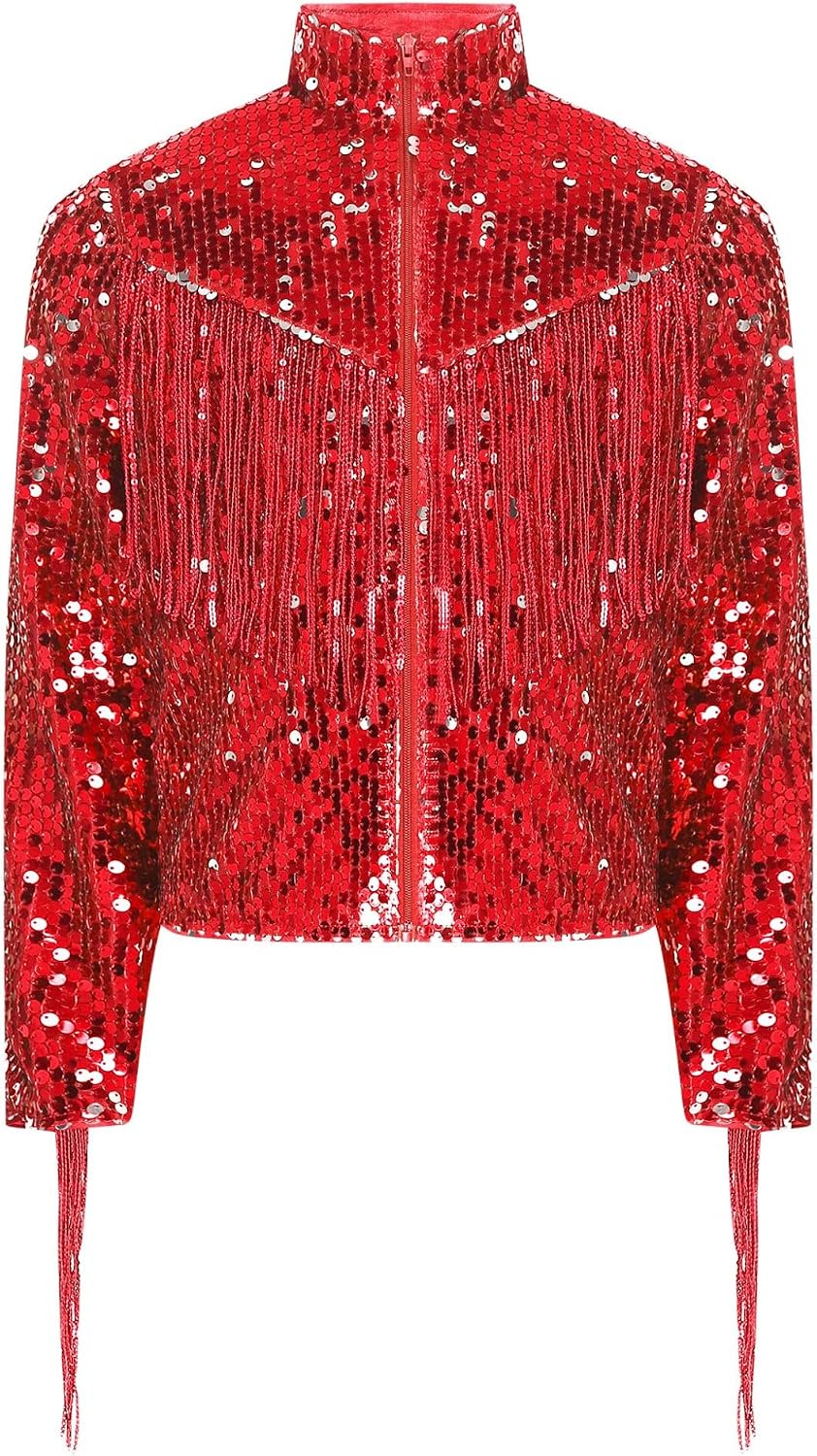 Boys Sequin Tassel Jackets Kids Girls Fringe Bomber Jacket Hip Hop Streetwear Disco Stage Performance Dance Costume
