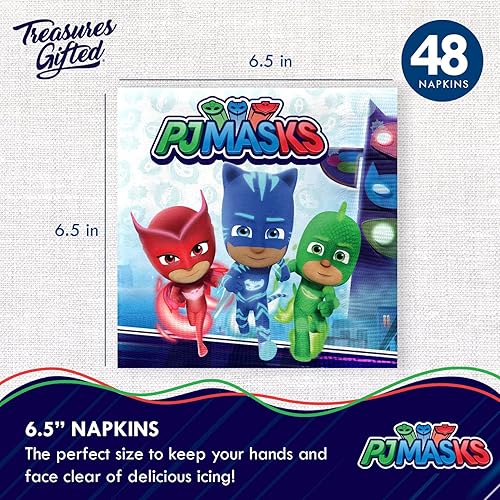 Miniatura 3 de Treasures Gifted Servilletas de PJ Masks con licencia oficial, paquete de 48  Suministros de fiesta de PJ Masks  PJ Masks  Decoraciones de
