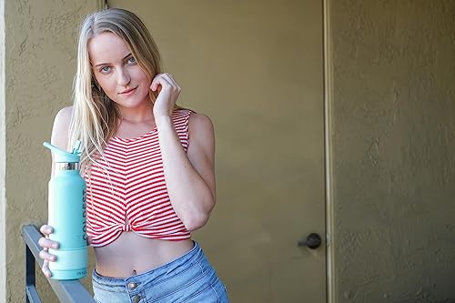 Miniatura 6 de COLDEST Botella de agua deportiva de 24 oz (tapa con pajilla) a prueba de fugas de acero inoxidable con aislamiento al vacío para bebida fría o