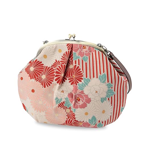 Vintage Kiss Lock Purses and Crossbody Bag (Large/Retro Flower Red) / Made in Japan Japanese Evening Clutch Buckle Purse Shoulder/for Woman