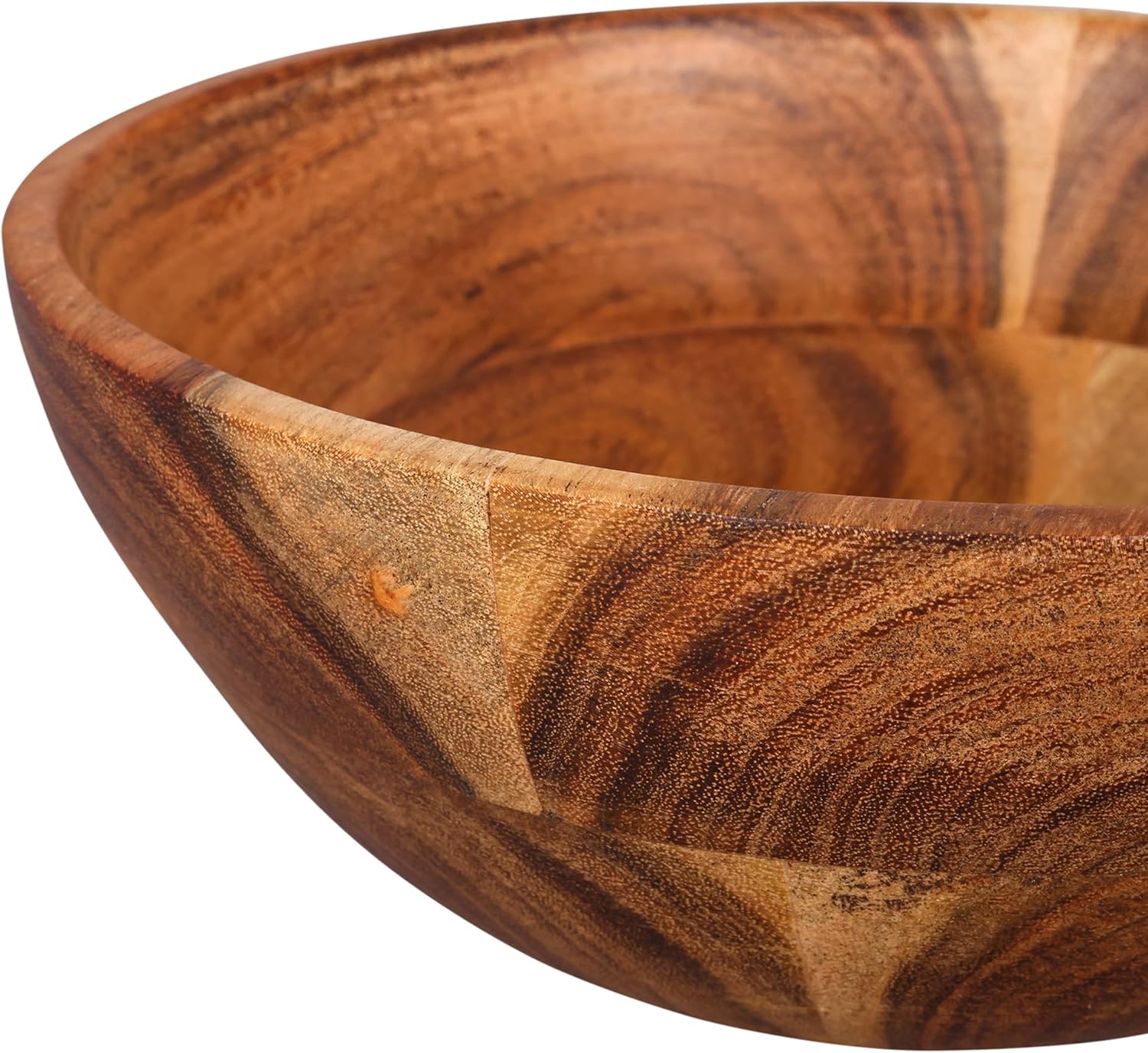 GoCraft Acacia Wood Bowl – 8 Inch Handcrafted Wooden Serving Bowl for Salad, Fruits, Snacks, Mixing or Display | Rustic Natural Finish | Decorative Tableware for Kitchen, Dining & Party Use