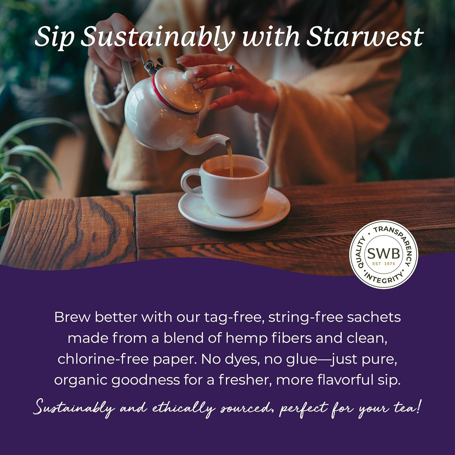 Starwest Botanicals Organic Elderberry Tea - Caffeine Free Herbal Tea Blend, String Free Sachets, USDA Organic Elderberries & Elder Flower, Non GMO - Bulk Pack, 100 Bags