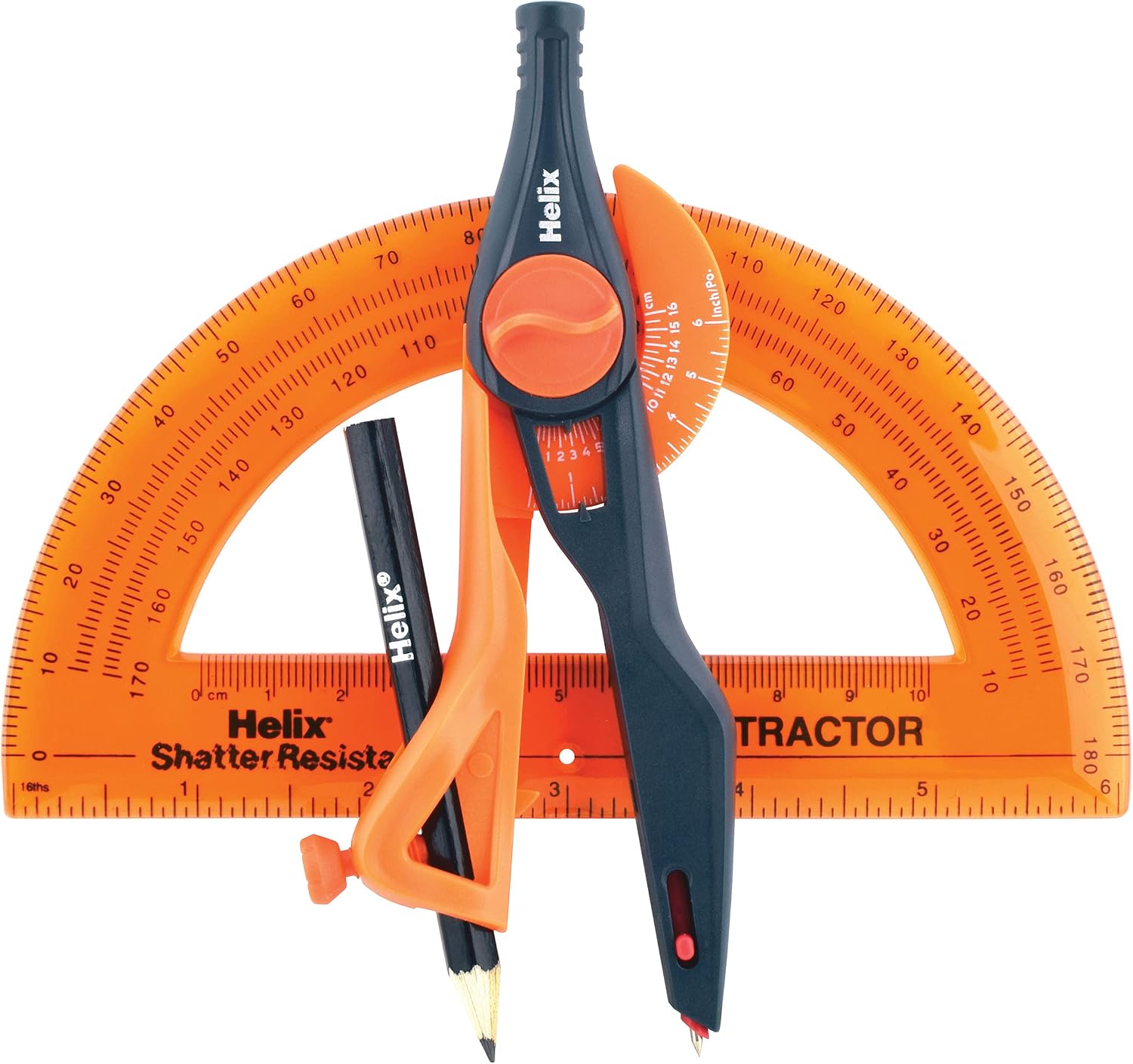 Helix Universal Locking Compass and Protractor Set, Assorted Colors (18803)