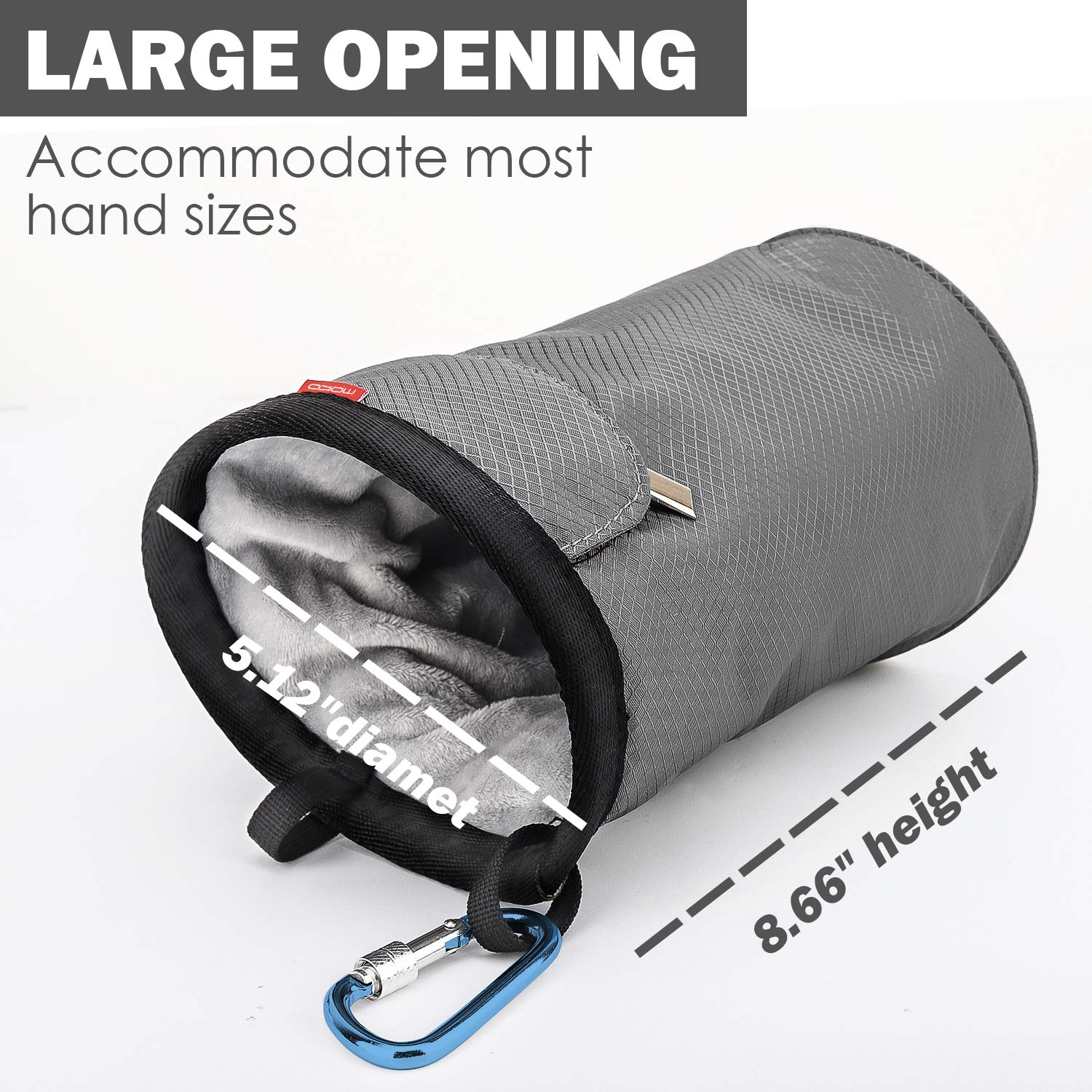 Sac à Magnésie MoKo – Avec Ceinture Réglable, Poche Arrière Zippée, Mousqueton Et Pinceau, En Nylon Résistant, Pour Escalade, Haltérophilie, Gymnastique, Crossfit