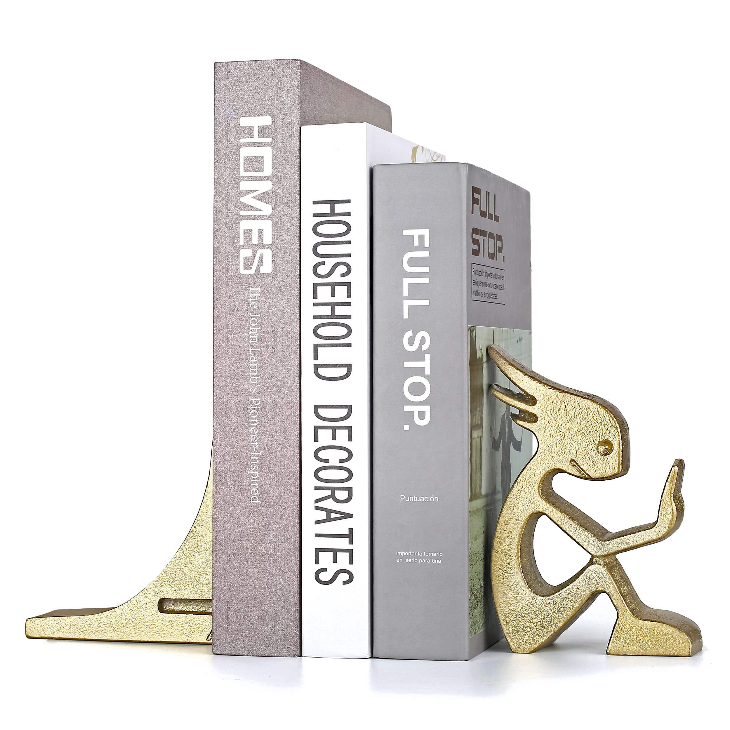 AmbipolarCast Iron Decorative Bookends , Cartoon Theme , Modern and Unique , Heavy Duty , Gold