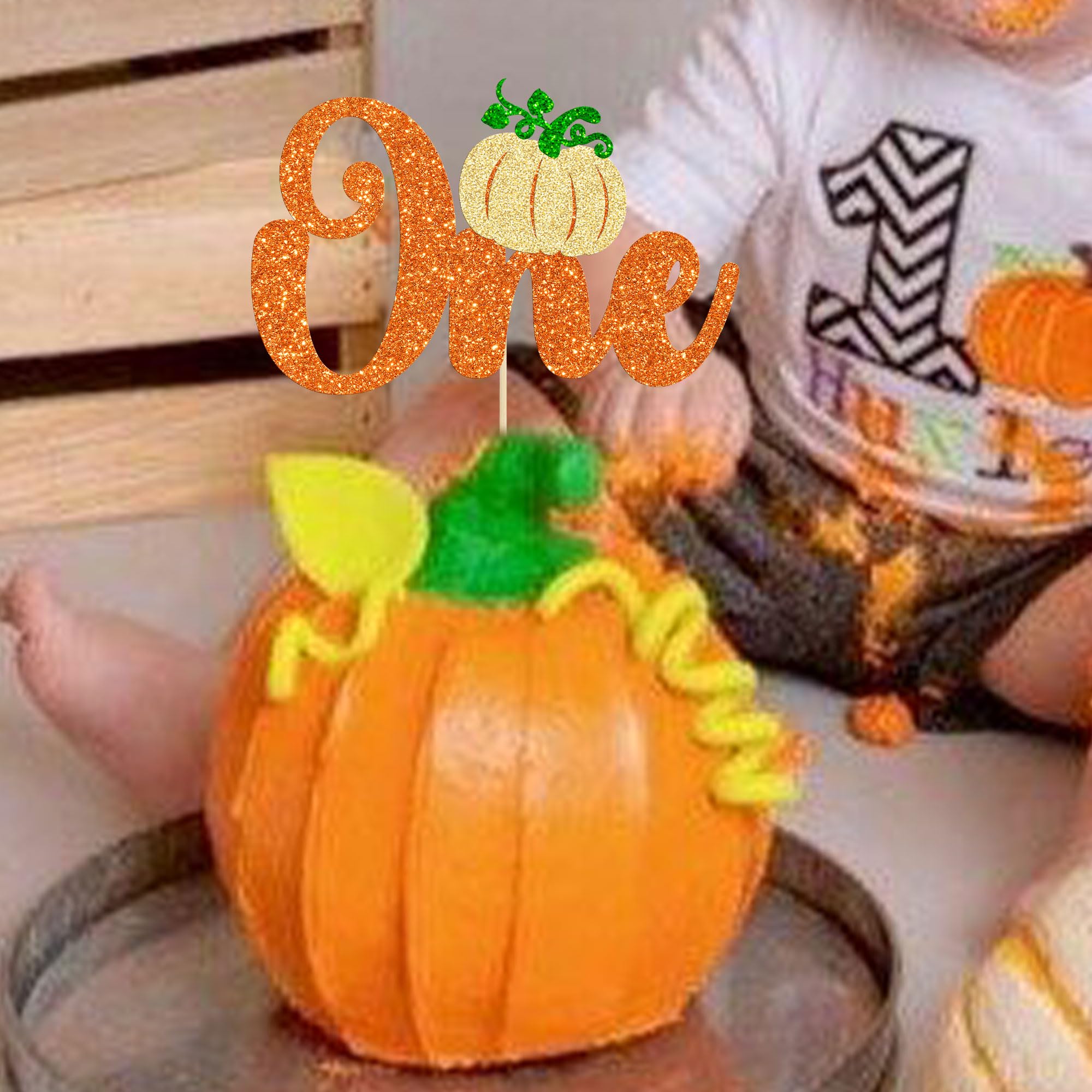Pumpkin Wooden Cake Topper - 7 Inch Fall Halloween Decoration For Birthday Cakes, Wood Material