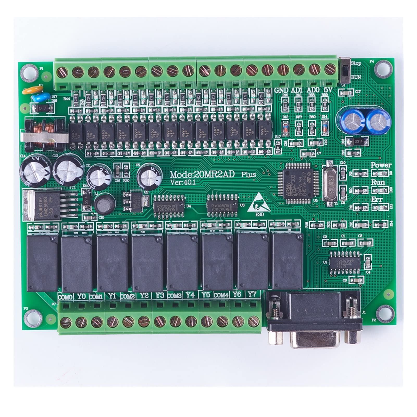 Máquina CNC, Controlador lógico programable PLC con Acture 2 0MR FX2N 12 Entrada 8 salida 0~10V 2 AD Relay Controlador automático Sistema de control de movimiento