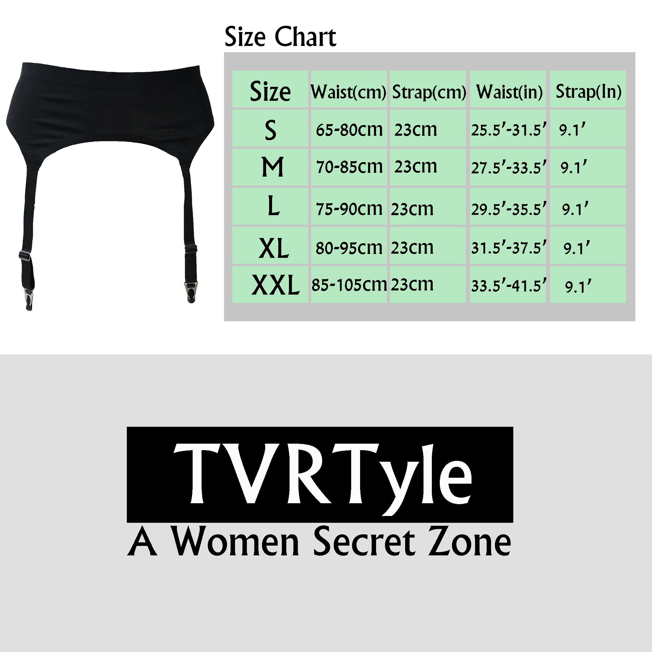 TVRtyle S506B - Reggicalze nero senza cuciture, 4 larghe cinghie con fibbie in metallo, sexy, da donna