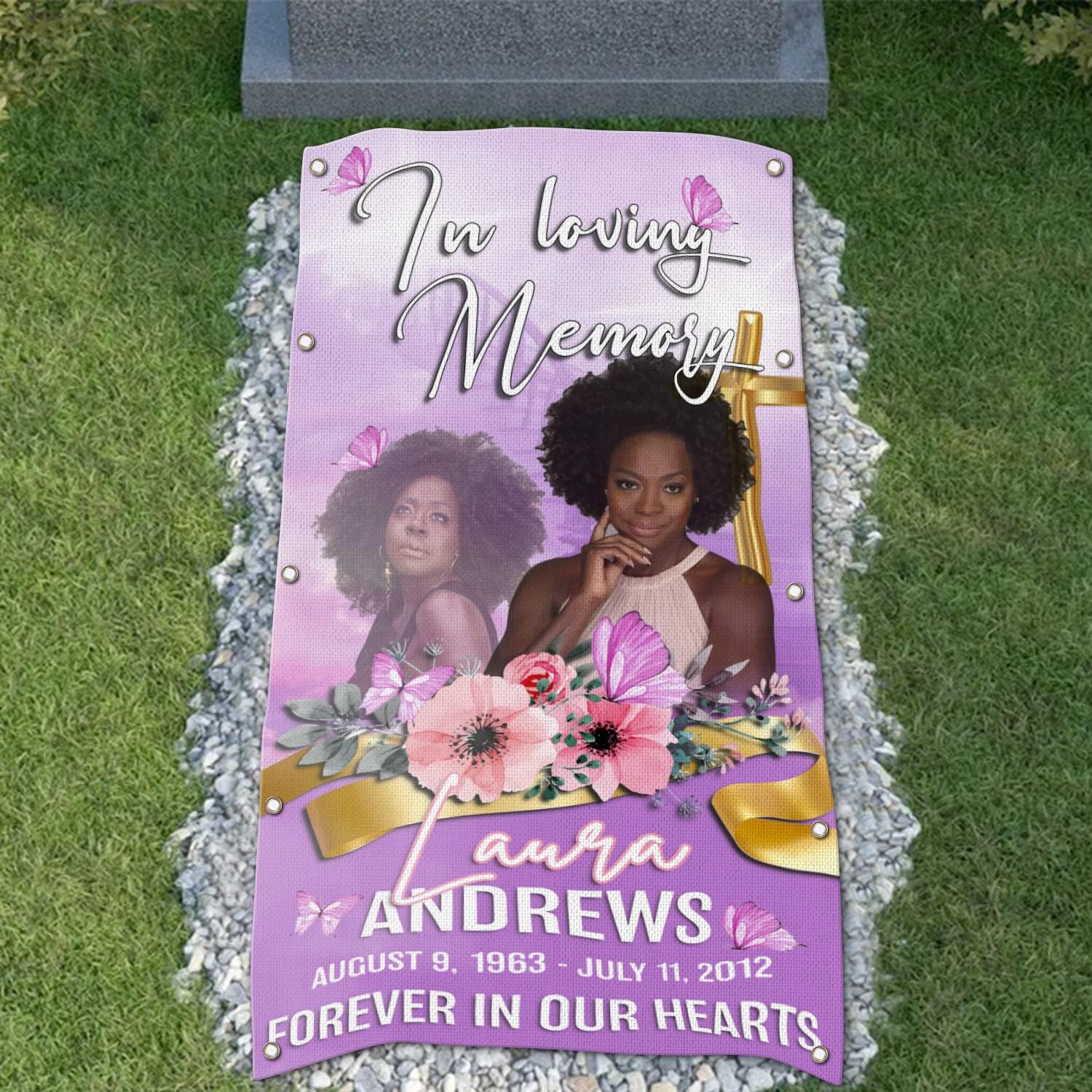 44memory Custom Memorial Grave Blanket Photo Name, Custom