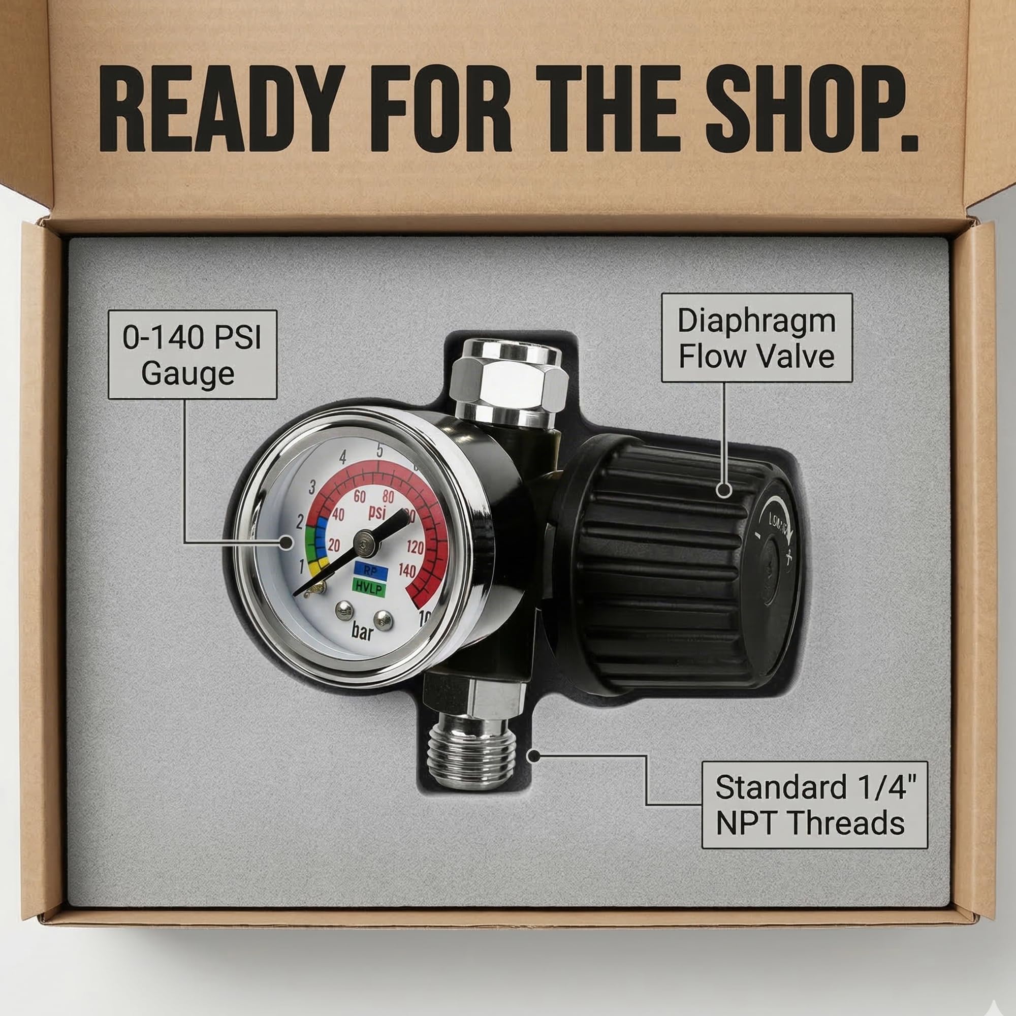 LE LEMATEC Spray Gun Regulator Tool, 1/4 NPT Air Pressure Regulator LE LEMATEC Spray Gun Regulator Tool, 1/4 NPT Air Pressure Regulator