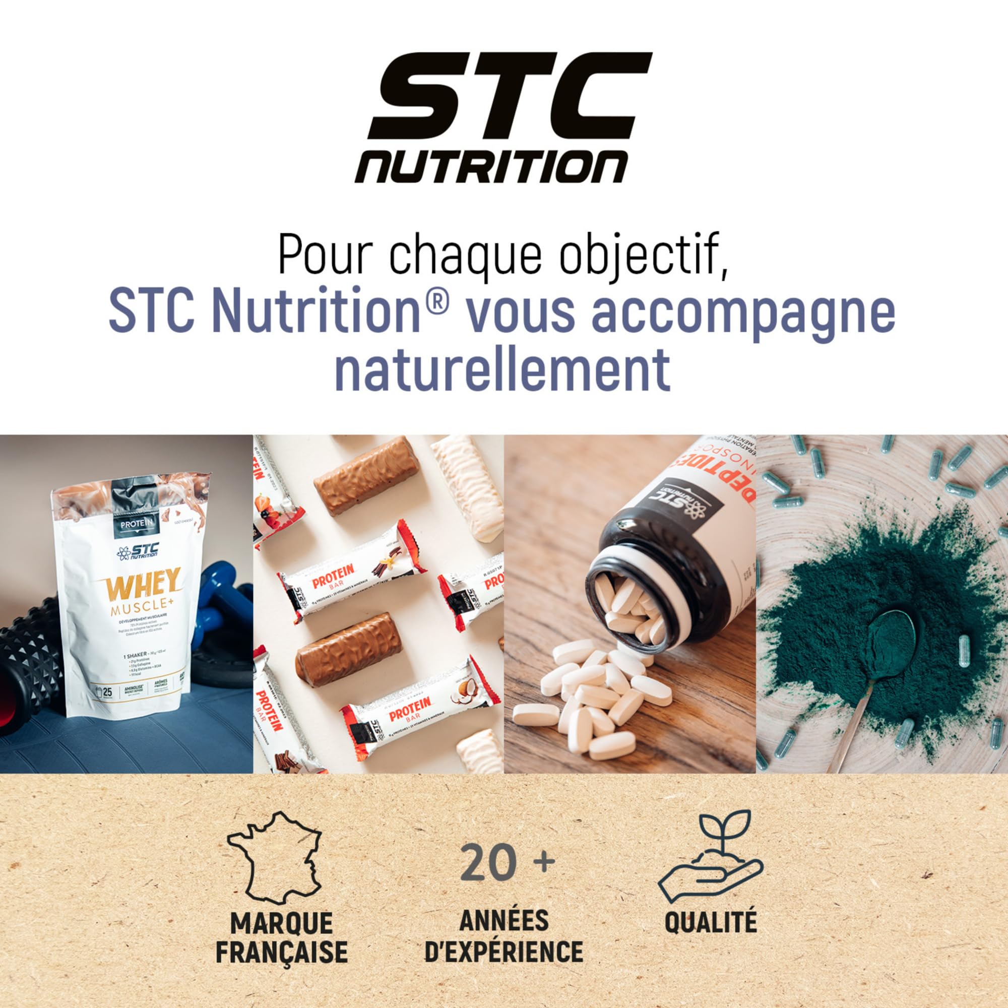 STC NUTRITION - Whey Muscle+ - Protéines Natives - Développement Muscle Sec - Innovation Brevetée Aminolise 100% Digeste - Sans Colorants, Sans Gluten - 25 Shakers - Doypack 750g - Vanille