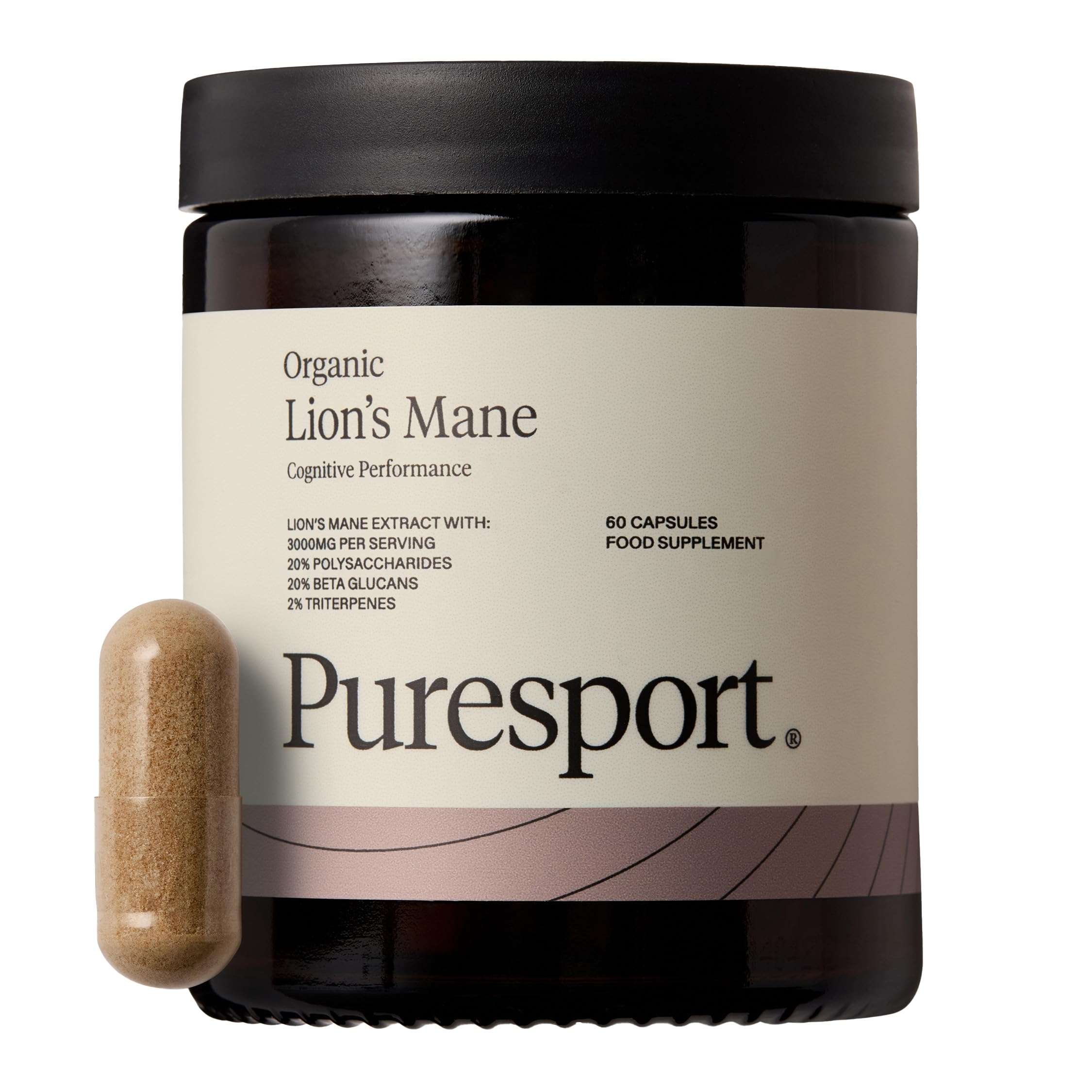 Lion's Mane Supplement (60 Capsules) | Lion's Mane Mushroom with 20% Polysaccharides | High Strength | Brain Focus, Energy and Memory | Vegan Friendly