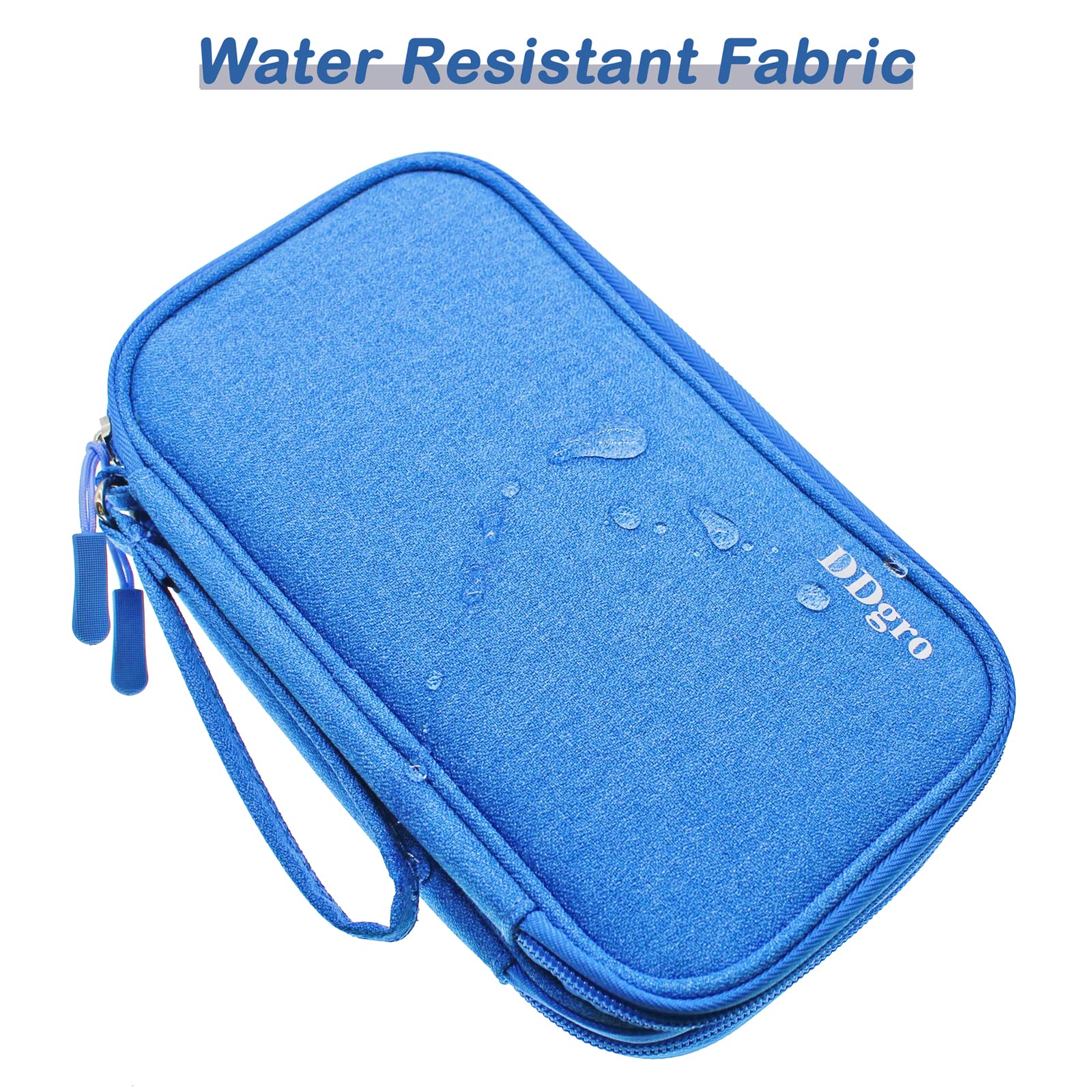Tech Accessories Organizer Electronic Pouch Travel Bag for Keeping iPhone Charger Mobile Hard Disk Cable Cord Mouse Earphone Pens Certificates (Medium, Azure Blue)