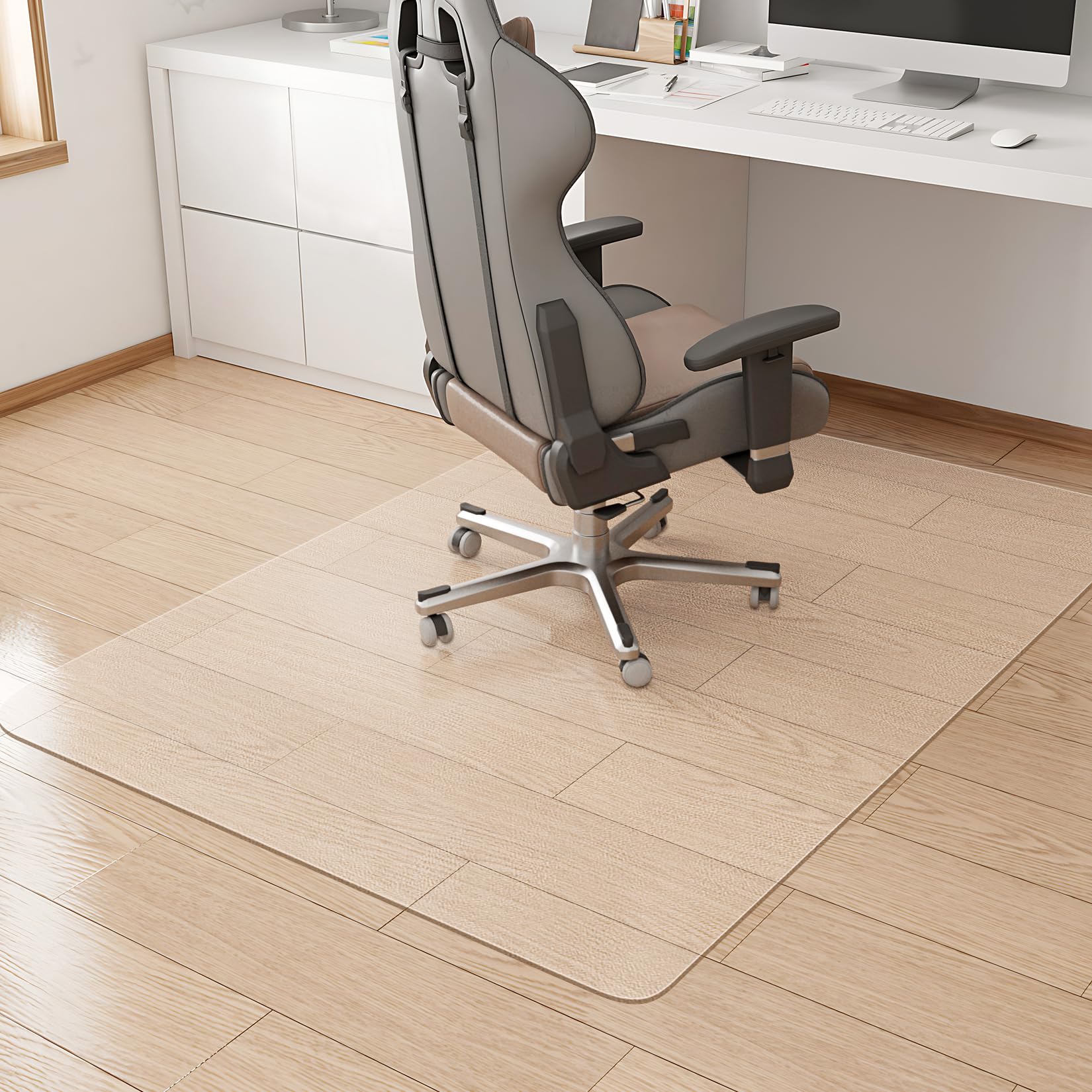KMAT Office Chair Mat,Easy Glide Hard Wood Tile Floor Mats,Chair Mat for Hardwood Floor,Clear Desk Chair Mat for Home Office Rolling Chair,Heavy Duty Floor Protector -Anti-Slip-36 x48 Rectangle