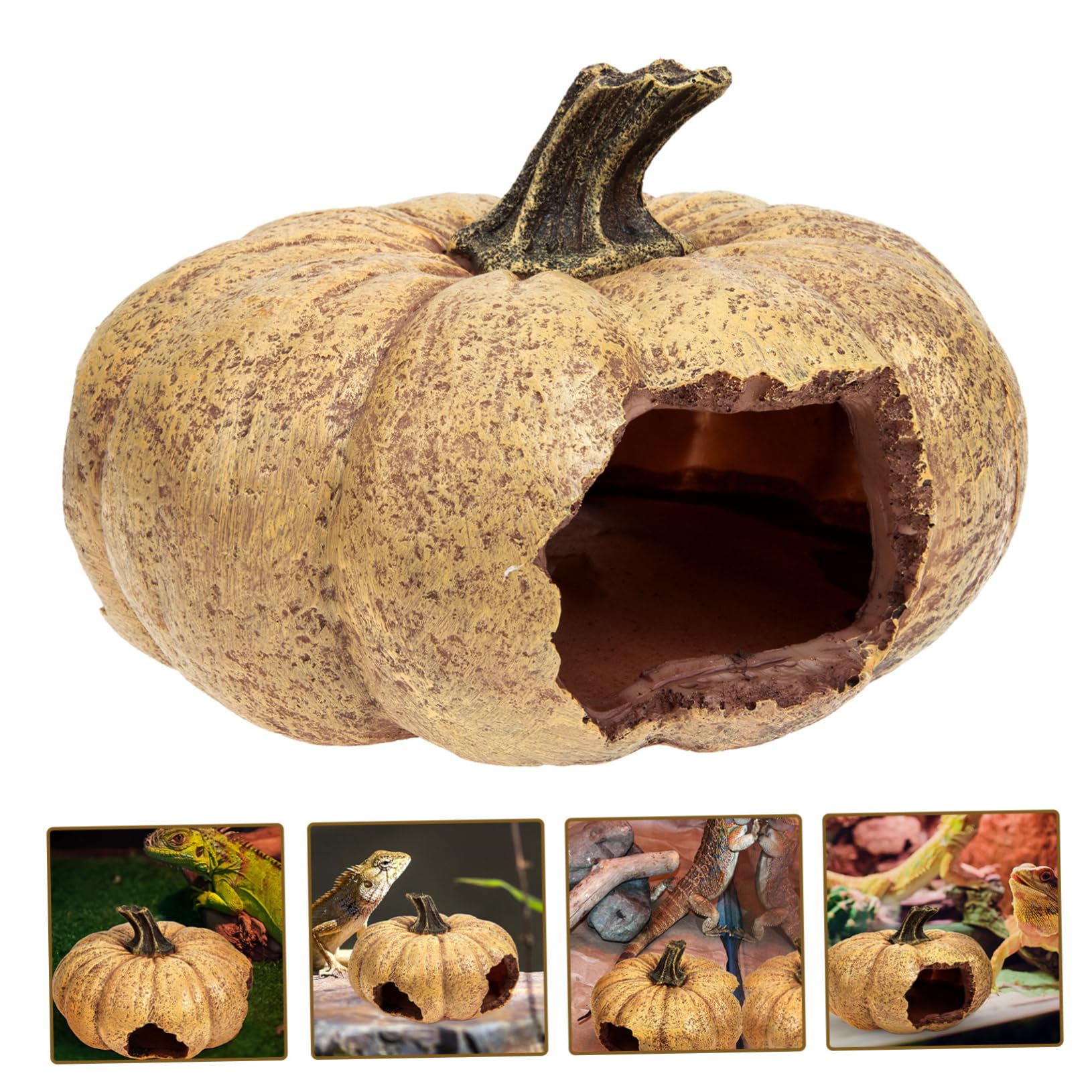POPETPOP Nascondiglio Decorativo Per Rettili Forma Di Zucca Resistente All Usura Decorazione Delicata Per Terrario Accessori Per Rettili