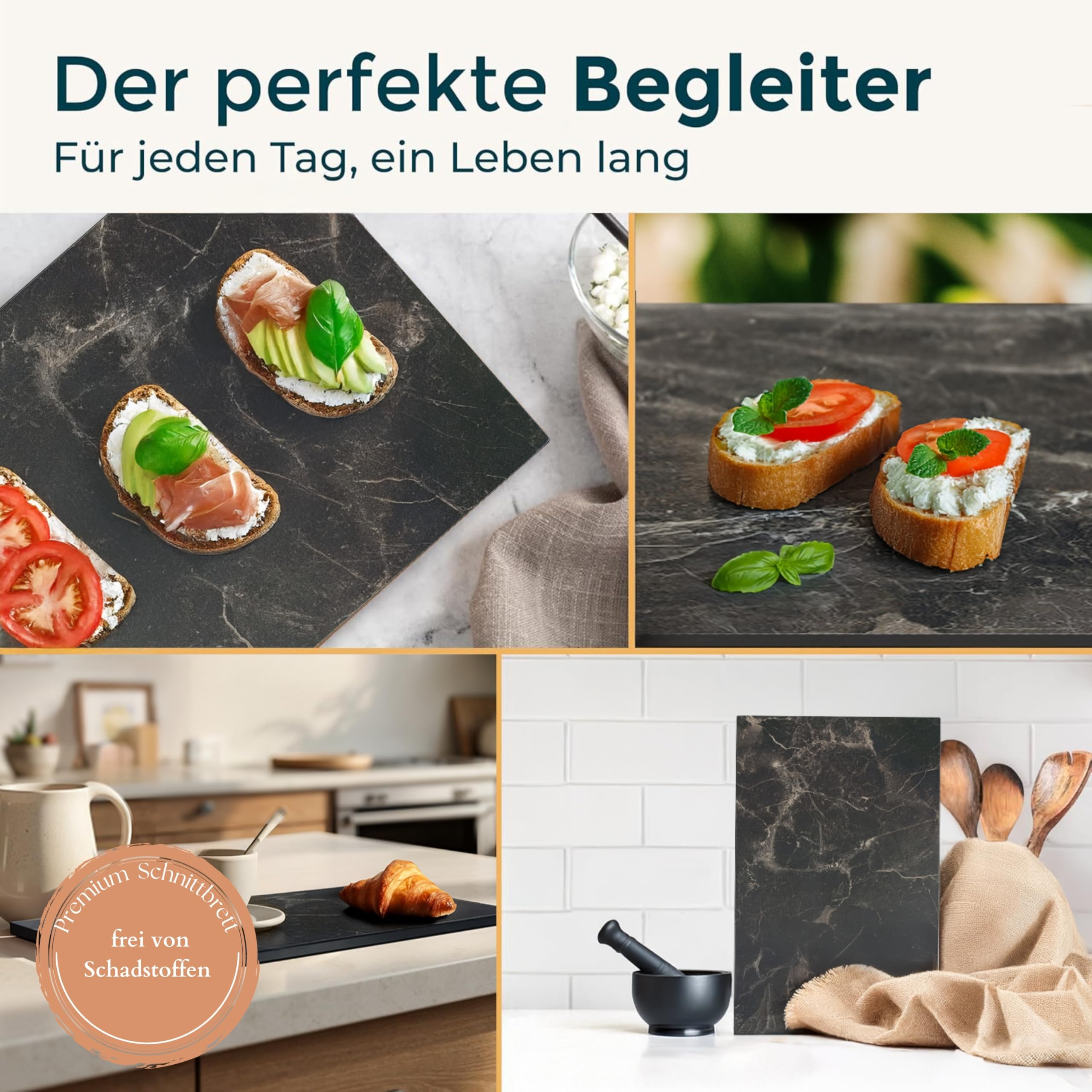 SCHNITTWERK premium Servierbrett aus Holz – 35x22 cm, 12 mm dick- ideal als Dekobrett & Frühstücksbrett, spülmaschinenfest, strapazierfähig, hitzebeständig, hygienisch, rutschfest und langlebig