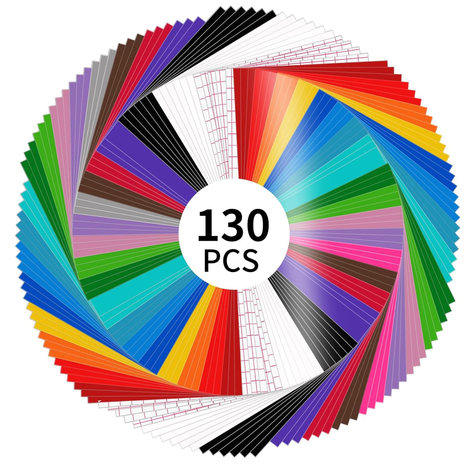 Lya Vinyl 130 Pack Permanent Vinyl, Self Adhesive Vinyl Sheets for