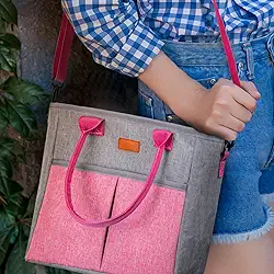 Lancheira para mulheres e homens, lancheira térmica reutilizável com alça transversal ajustável para adultos (rosa)