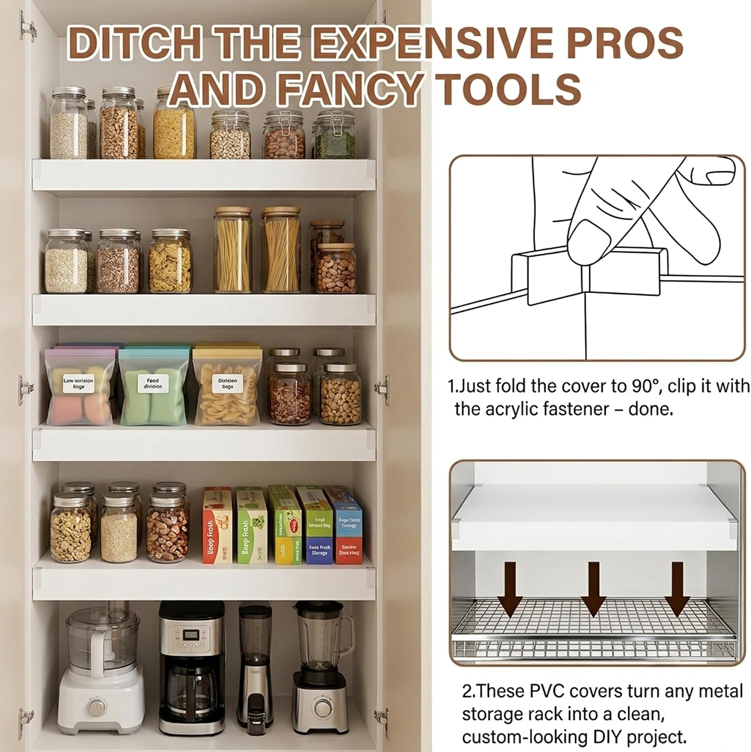 5 Pack Wire Rack Covers for Shelves, 32"x12" PVC Wire Shelf Covers for Wire Shelving, Easy-to-Cut and Moisture-Proof Durable Shelf Liner for Kitchen, Pantry, Closet, Bathroom and Office, White