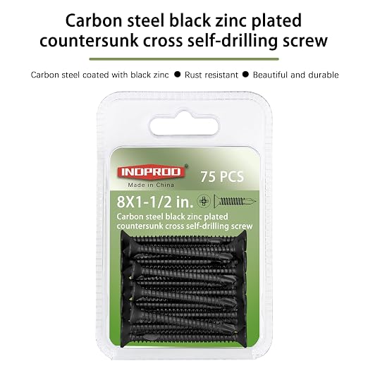 #8 x 1-1/2" Tornillos autorroscantes con cabeza plana Phillips 75 unidades miniatura 6