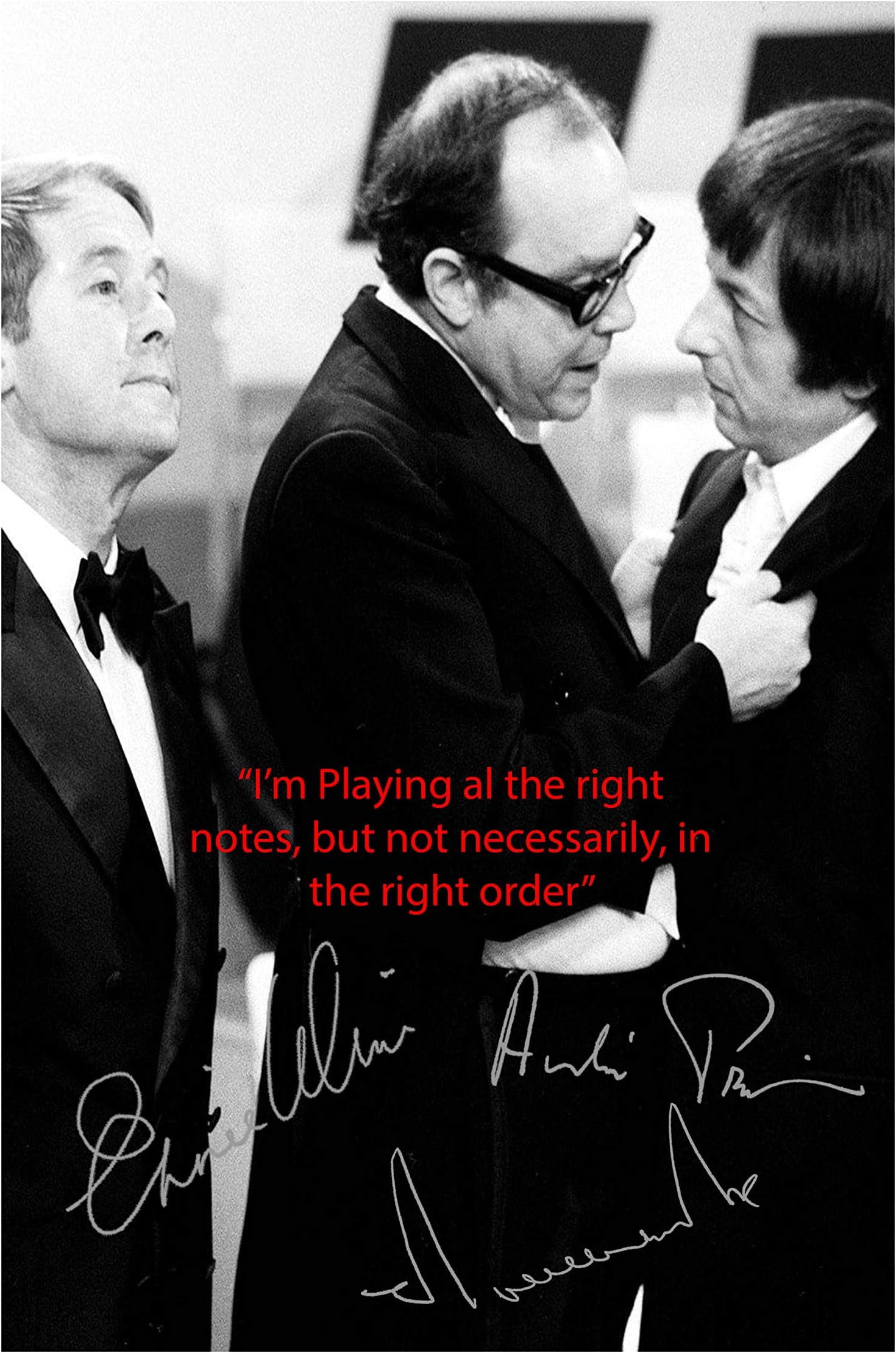 Morecambe & Wise with Andre Previn (5) reproduction signature poster Photo A4 Print (Unframed)