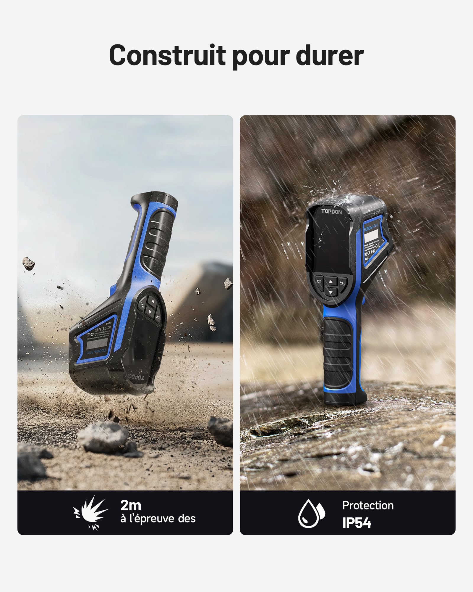 TOPDON Caméra thermique TC004 Mini, Résolution IR 240x240, 15 Heures d'Autonomie, -20°C à 450°C, 25Hz, Alertes de Température Auto, pour l'entretien de la maison, l'inspection des fuites, CVC