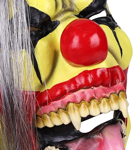 Miniatura 5 de SIQITECHNO Máscara de payaso verde con pelo, máscara de miedo de Halloween, disfraz de terror, accesorios de fiesta