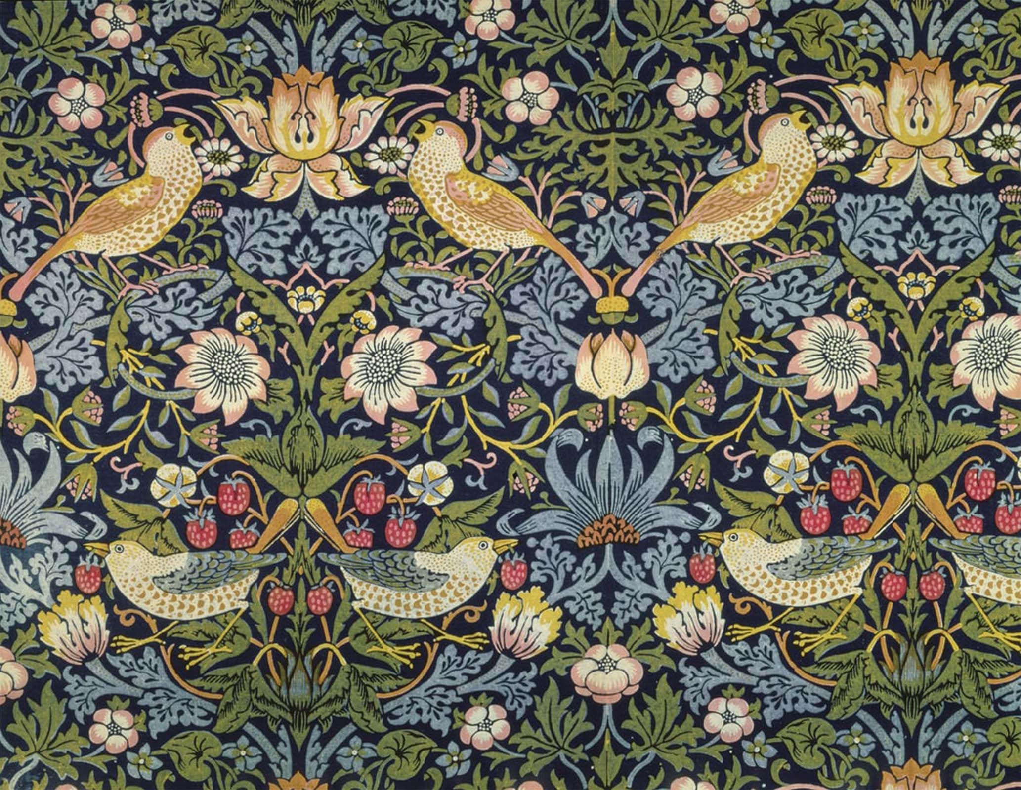 SERENDIPITP Vintage Wall Art Canvas Nordic Poster Canvas Print Picture the Strawberry Textile by William Morris Wall Art Poster for Home Decor 60x90cm