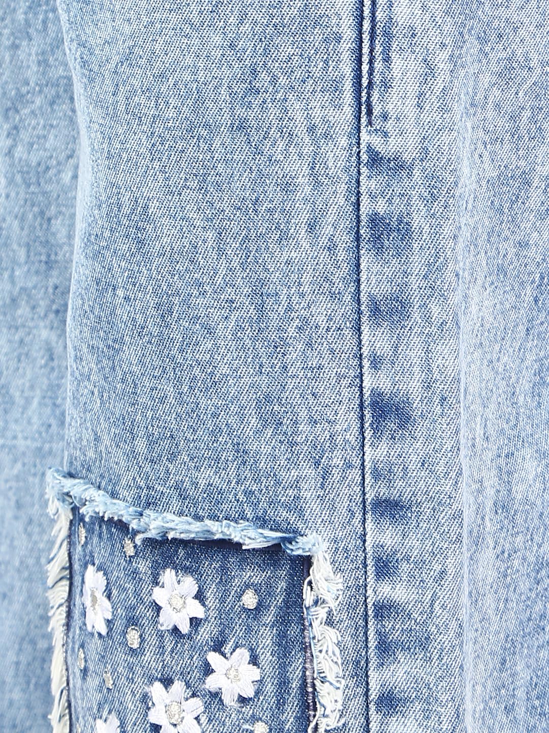 Naughty Ninos Girls Blue Embroidered Pure Cotton Flared Jeans (NN00076JGG_5-6 Years) - Image 5 thumbnail