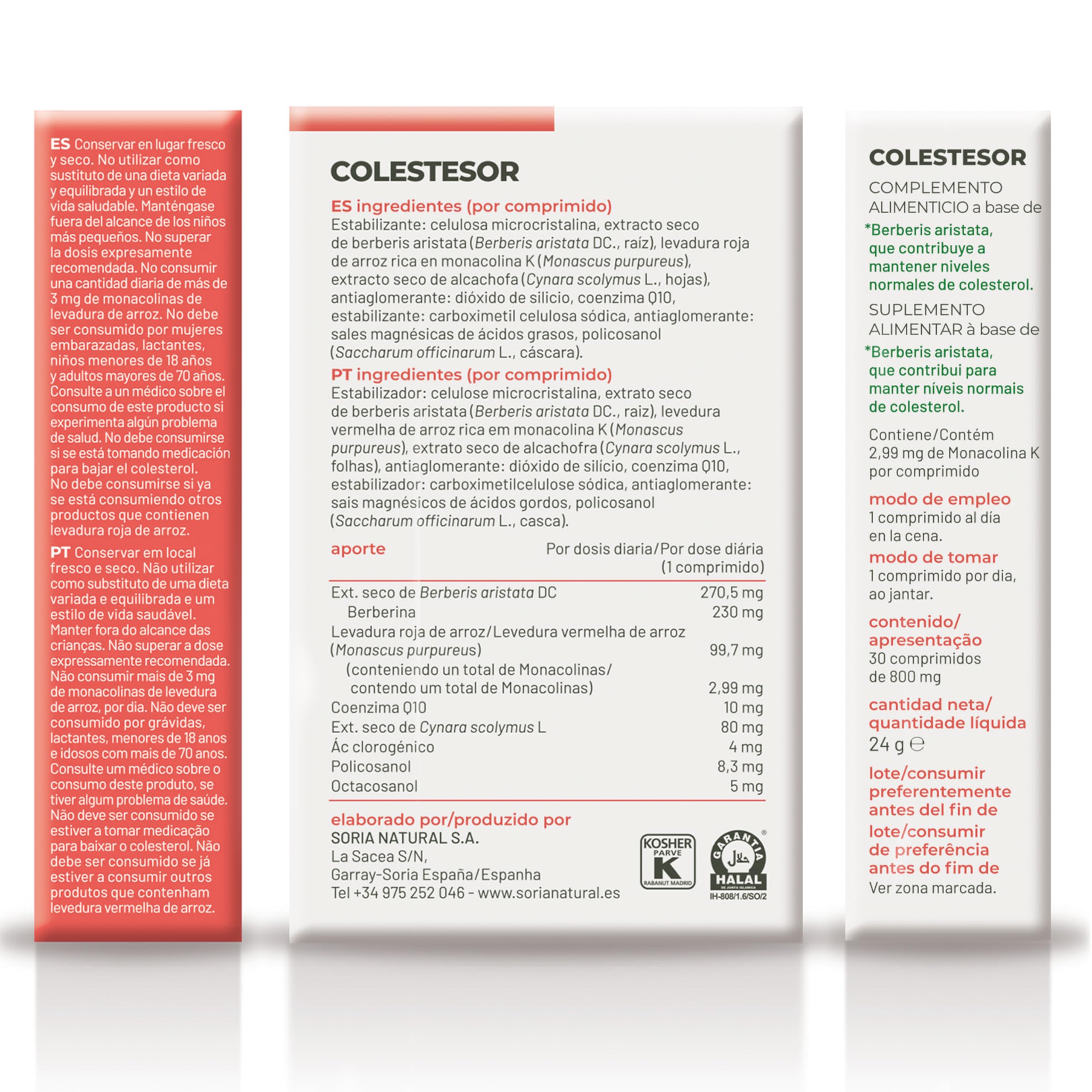 Soria Natural COLESTESOR - Levadura de Arroz Rojo, Berberis, Alcachofa, Coenzima Q10 y Policosanol - Complemento Natural para Controlar Colesterol y Trigliceridos - PACK2