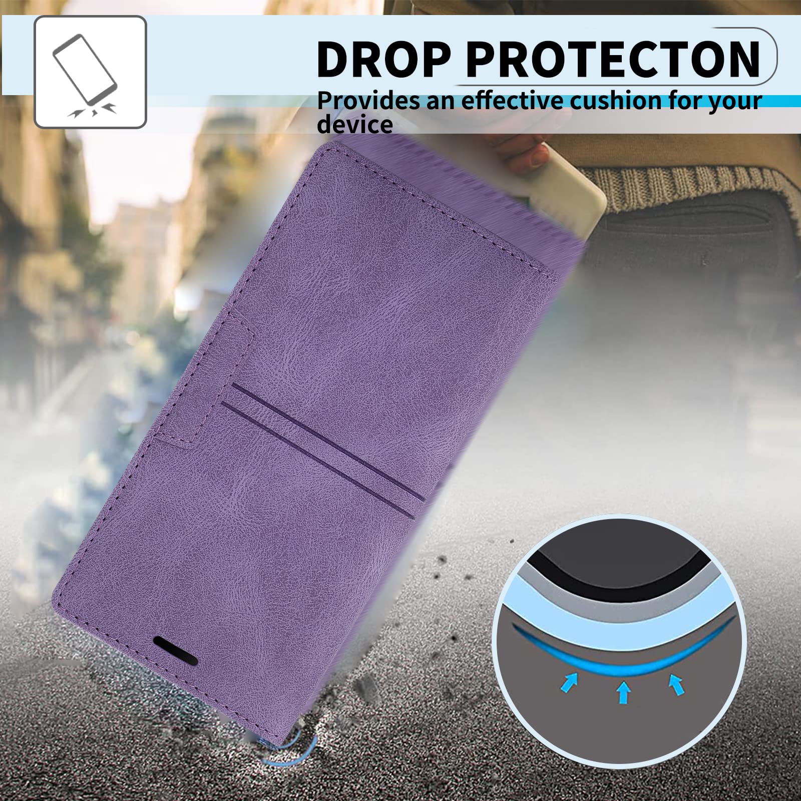 OKZone Cover per Oppo A91/OPPO F15/Reno 3, Custodia Flip Pelle Portafoglio Magnetica Libro con Slot Schede, Slim Silicone TPU Bumper Wallet Supporto Case Cover per Oppo A91/OPPO F15/Reno 3 (Viola
