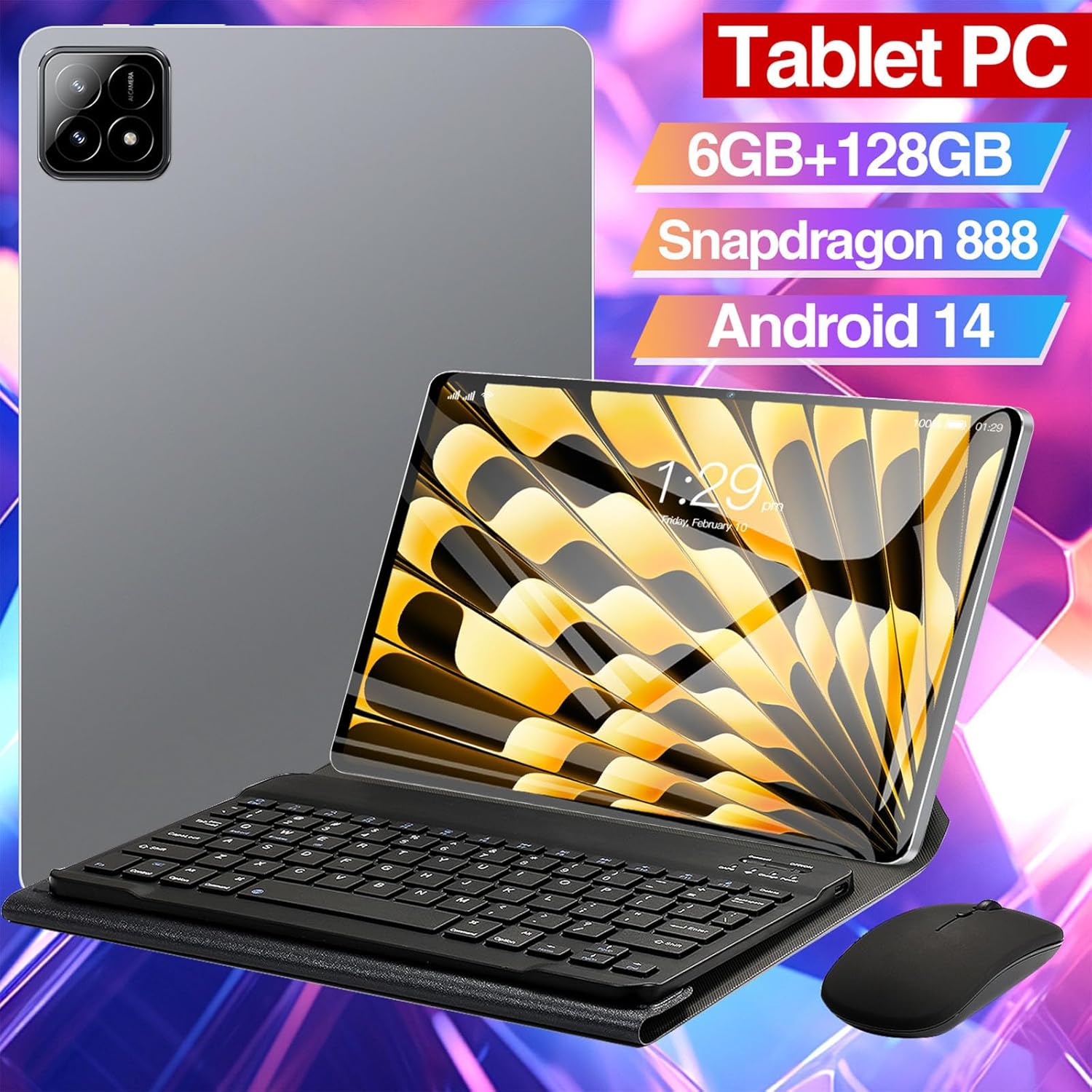 10 in Tablet Android 16GB RAM 2 ROM, 1280 * 800, Quad-core, Triple Camera, 3000 mAh, 5G/2.4G Wi//Fi, GPS, Blue//Tooth Digital Notepad College Supplies Cool Stuff Gaming Tablet-Grey