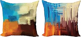 Ambesonne Abstract Decorative Throw Pillow Case Pack of 2, Modern Style Pattern of Brushstroke Grunge Paint Effect Motives, Couch Bedroom Living Room Cushion Cover, 20