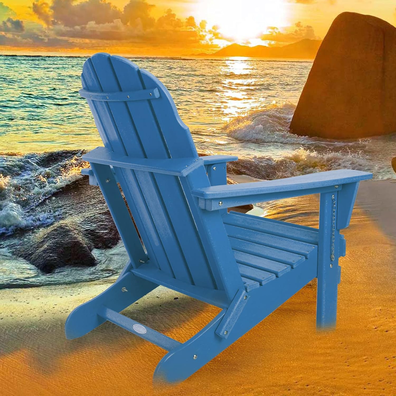 PILITO Adirondack Chair, Outdoor Folding Chairs, Patio Lounge Chair, Weather Resistant, HDPE Material, Perfect for Deck, Garden, Backyard & Lawn Furniture, Fire Pit, Porch Seating, Navy : Patio, Lawn & Garden