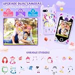 Téléphone intelligent pour les enfants Cadeaux pour filles - Cadeau d'anniversaire de Noël pour tout-petit 3 4 5 6 An Old, Jouet de téléphone cellulaire pour enfants avec écran tactile, double appareil photo, apprentissage, lecteur de musique, jeux avec 32 GB Carte