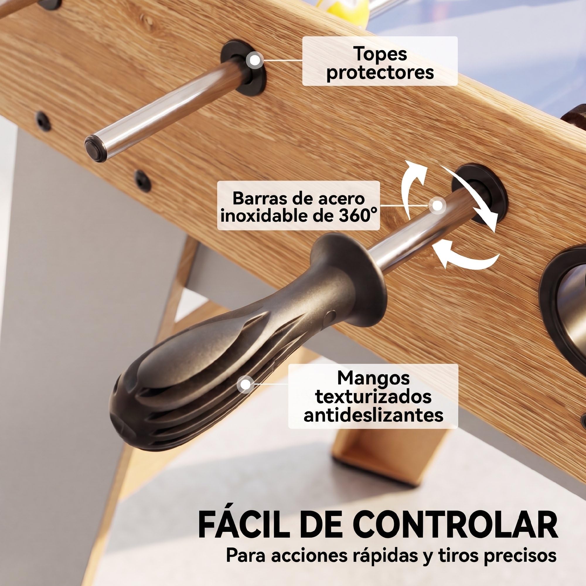 SPORTNOW Futbolín para Niños de Madera, Mesa de Futbolín Compacta con 2 Marcadores, 8 Asas, 22 Jugadores, 8 Barras y 2 Bolas, Regalo para Adultos, Familias, Fiestas, 89x61,5x70 cm, Morado
