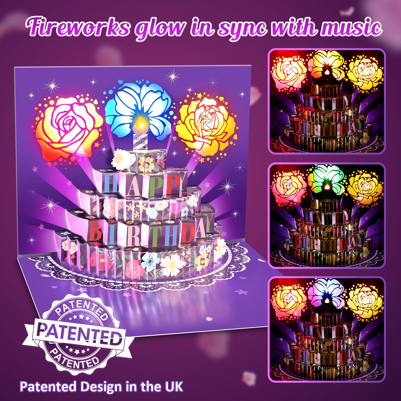 FITMITE Tarjeta de aniversario, luz, música y fuegos artificiales, regalo romántico para ella, él, pareja, tarjeta de boda, tarjeta de San Valentín, tarjetas de feliz aniversario