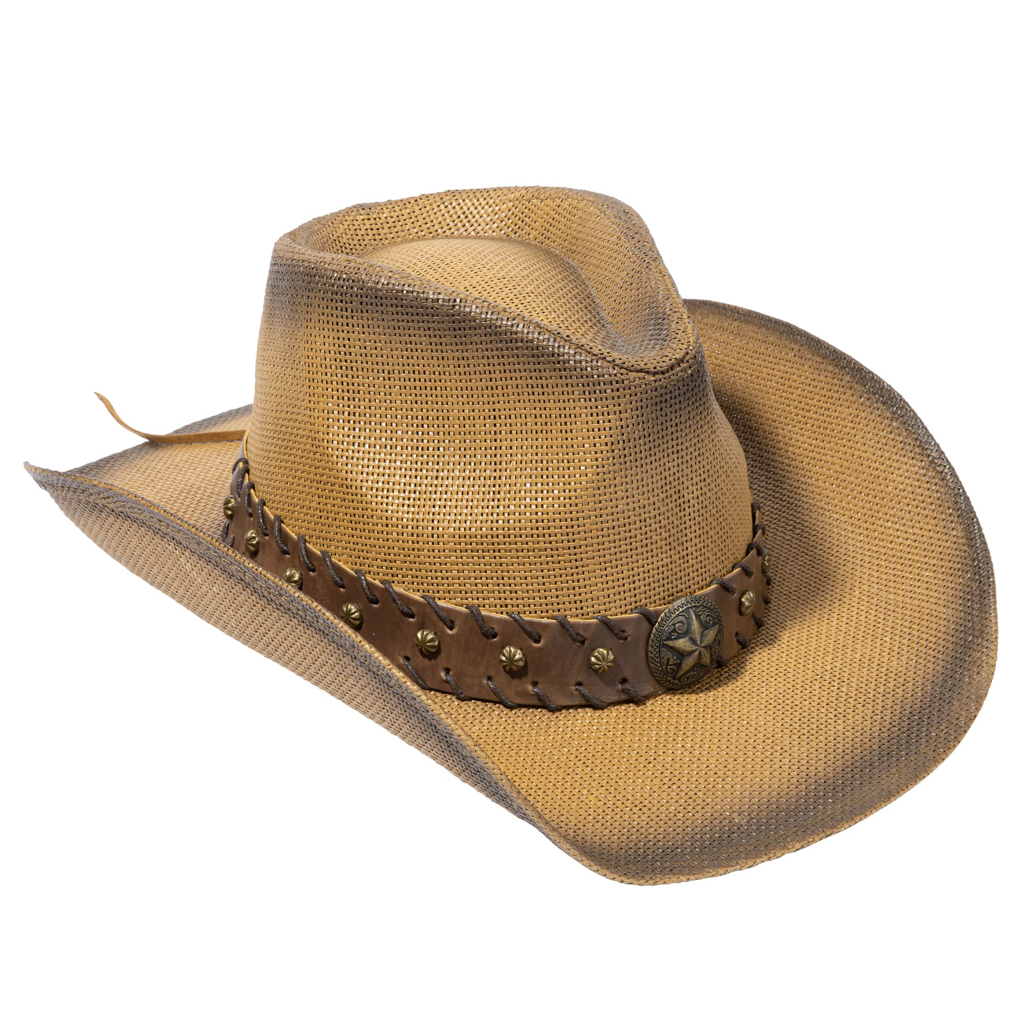 Men & Women's Woven Straw Cowboy Hat w/Hat Band