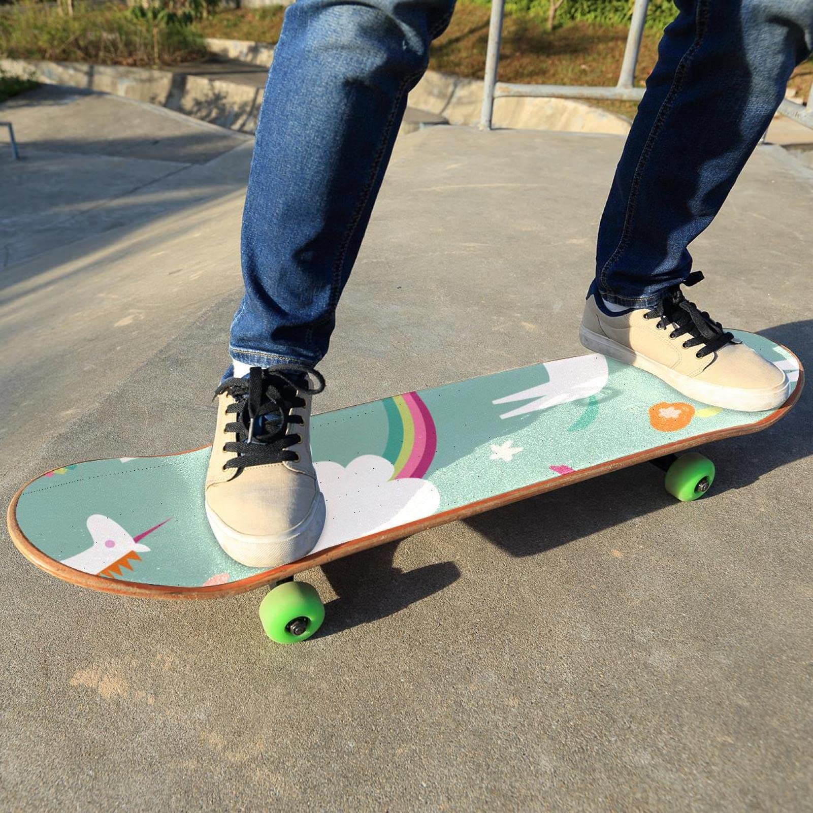 Unicorns Rainbow Lot de 2 feuilles de papier abrasif pour planche de skateboard et longboard