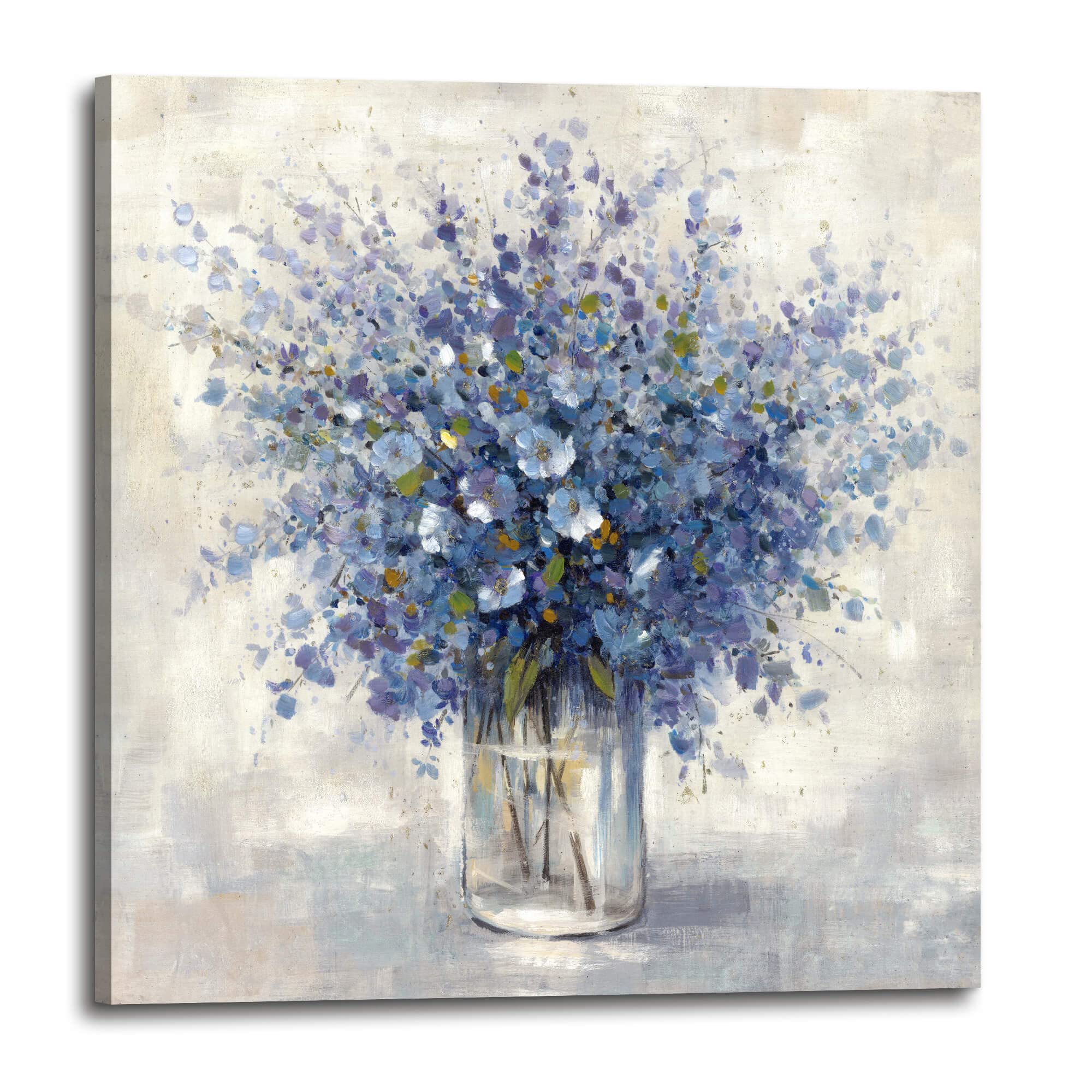 Bedroom Flower Canvas Wall Art: Living Room Rustic Floral Painting Blossom Bouquet in Vase Print Decor Abstract Vintage Wildflower Picture Home Office