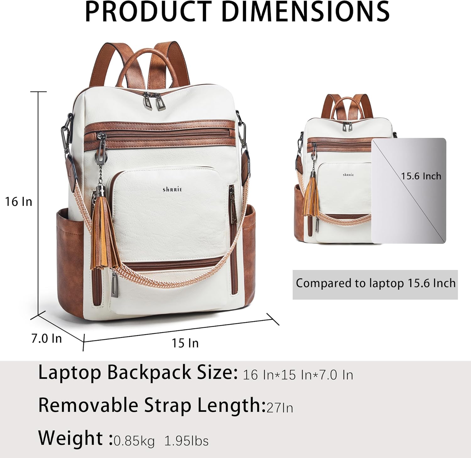 Shrrie Fashion Vegan Leather Backpack Purse for Women,Fits 15.6 Inch Laptop for Work Travel School - Image 4