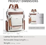Shrrie Laptop Backpack for Women Vegan Leather 15.6 inch Laptop Bag Large Travel Backpack Purse for Business College Work