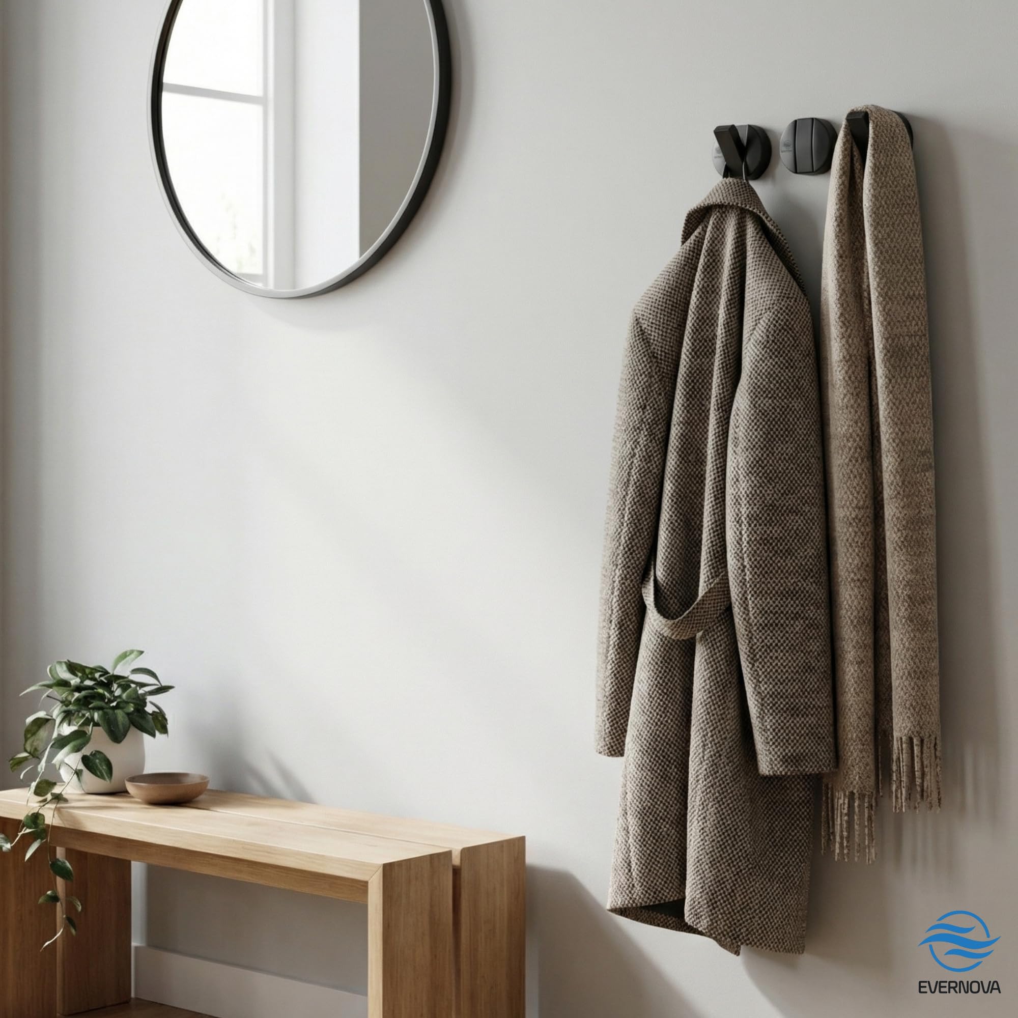 Appendiabiti da parete Set da 5, Resistenza fino a 25 kg, Design Elegante, Facili da Installare, Ideali per Casa, Cucina e Ufficio (Nero)