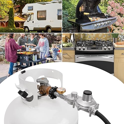 Miniatura 6 de only fire Regulador horizontal de propano de dos etapas con conexión POL y medidor de tanque, ajuste NPT hembra de 38 pulgadas, funciona para