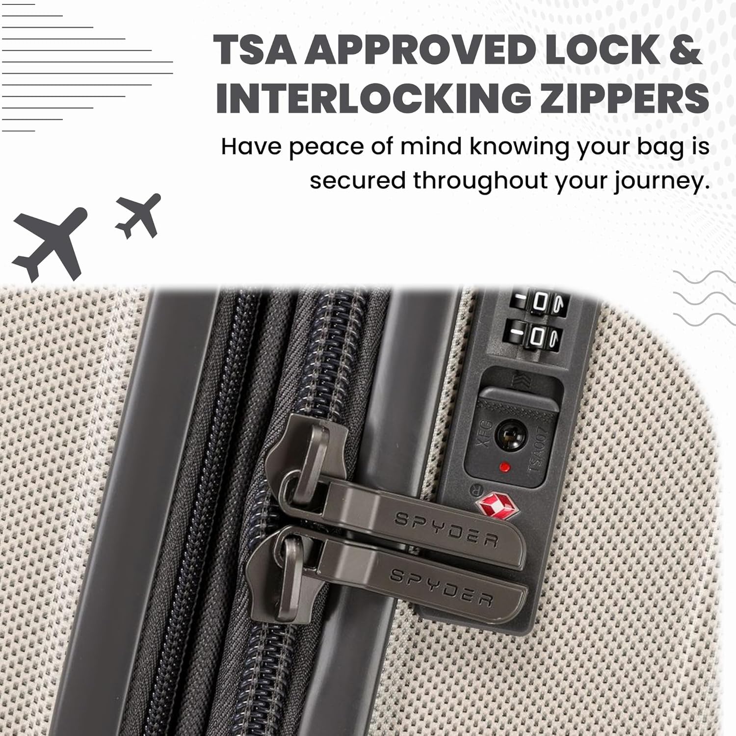 Spyder Rails Expandable Hardside Upright Suitcase with 360° Spinner Wheels, TSA Approved Lock (Oatmeal, Carry-On)