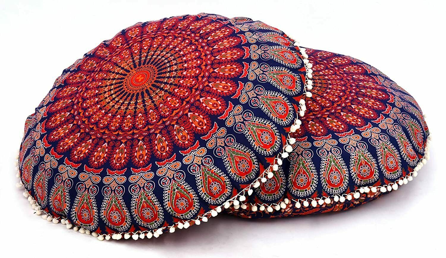 22"Inch/55'cm Round Mandala Floor Pillow Cover Meditation Cushion Sofa Seating Throw Hippie Round Colourful Decorative Bohemian Boho Chic dog bed Indian Pouf COVER ONLY (Mandala- Multicolour)
