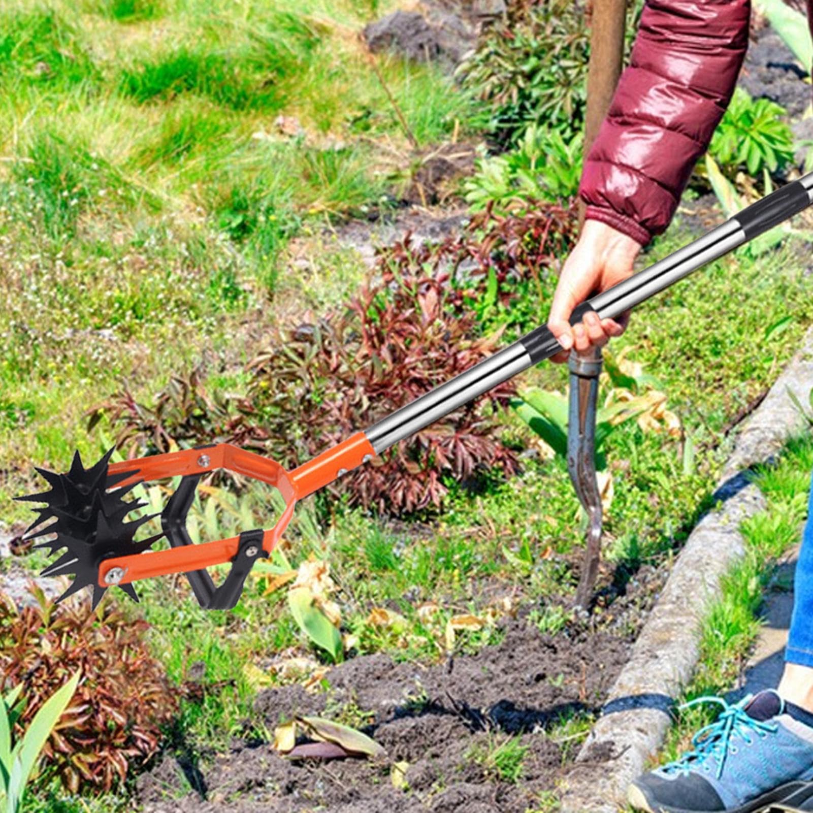 Strumento da giardino coltivatore manuale coltivatore rotante a mano per giardino coltivatore rotante coltivatore da giardino allentatore da terra per gli appassionati di giardinaggio, strumento per