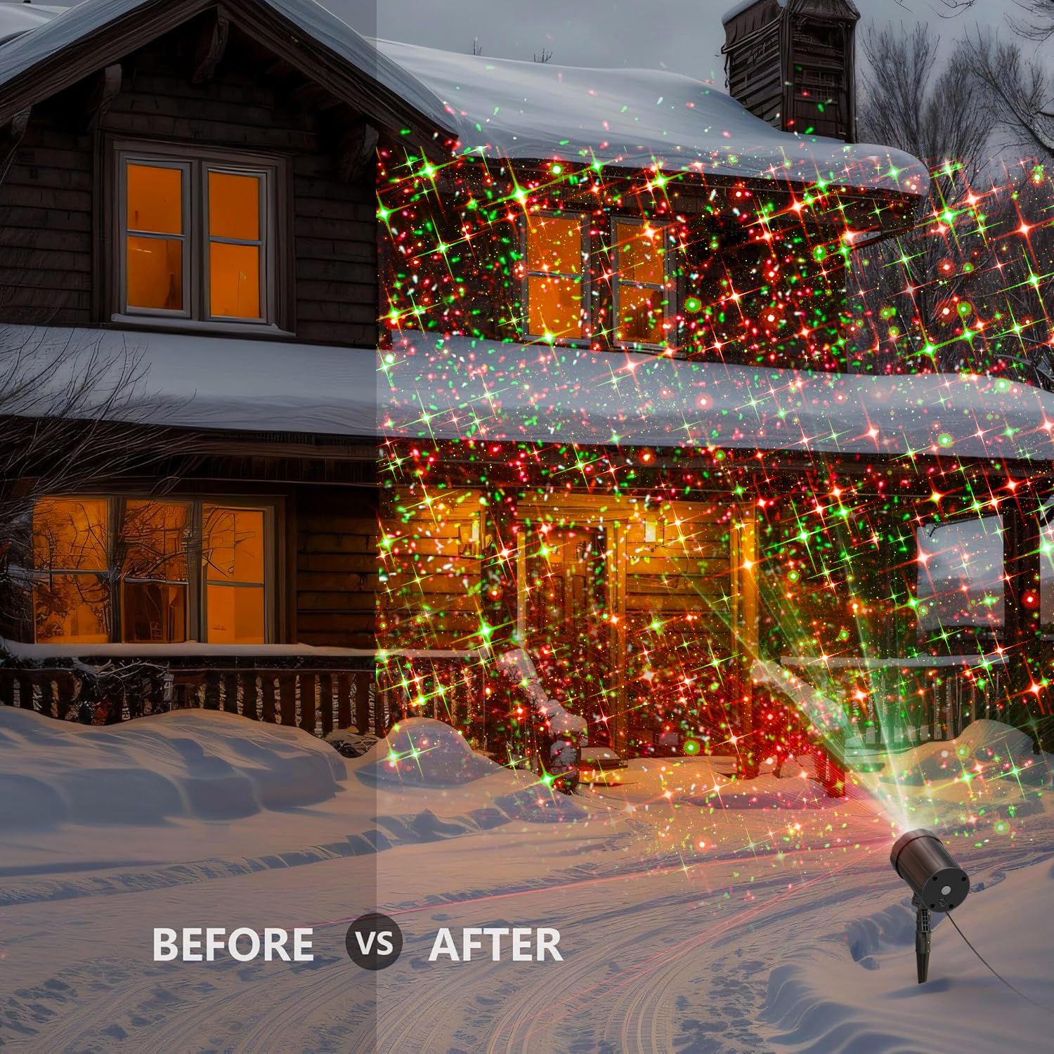 Proyector de luces de Navidad al aire libre, luz de proyección de luz de estrella roja y verde de  3 modos con control remoto, Halloween, Navidad, fiesta, decoración de Año Nuevo, impermeable y 7