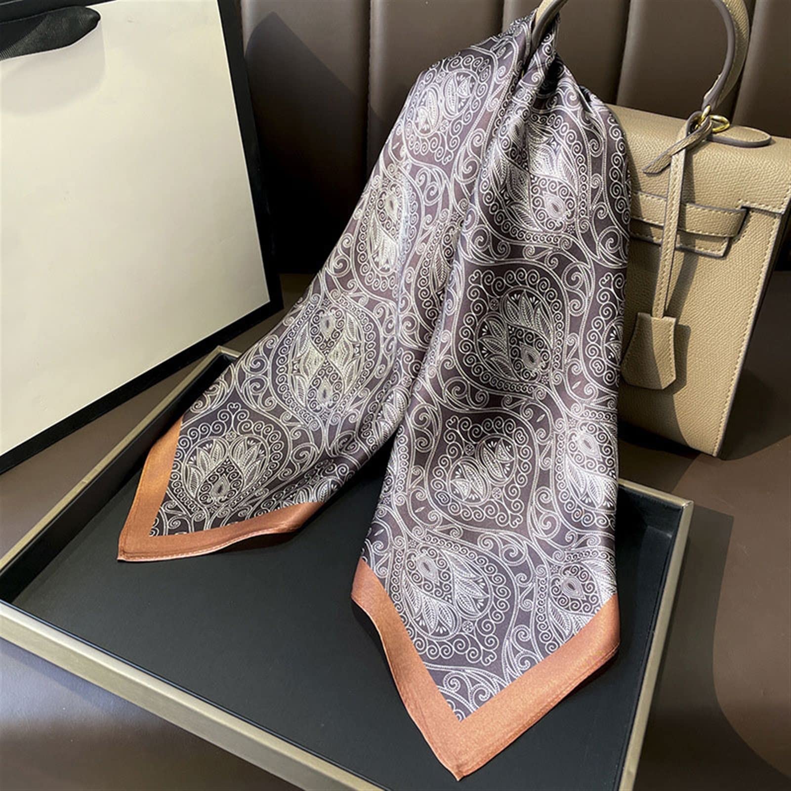 Pañuelos Mujer Natural Seda Bufanda Chal Envoltura Mujeres Damas Moda Bufandas Regalos Cuello Foulard Bandana Cuadrado Diadema Hijab Bufandas de Moda (Color : 1, Size : 68x68cm)