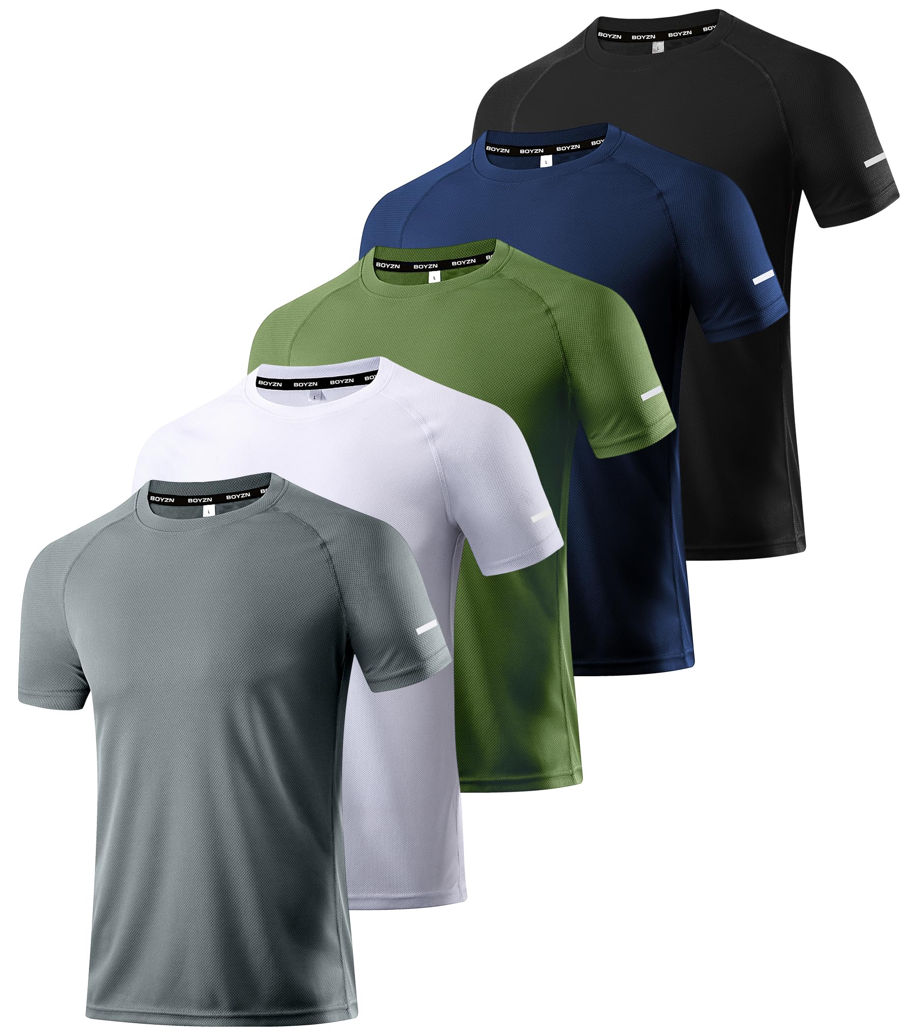 Boyzn 1, 3, 5 or 7 Pack Men's Workout Running Shirts, Dry Fit Moisture Wicking T-Shirt, Gym Athletic Short Sleeve Tee Shirts